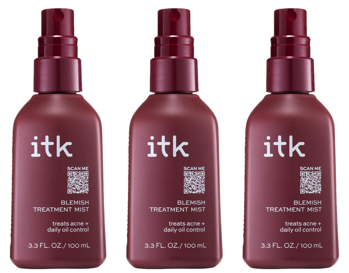 ITK Blemish Treatment Mist 3 Pack - Lightweight Acne Facial Spray Bundle