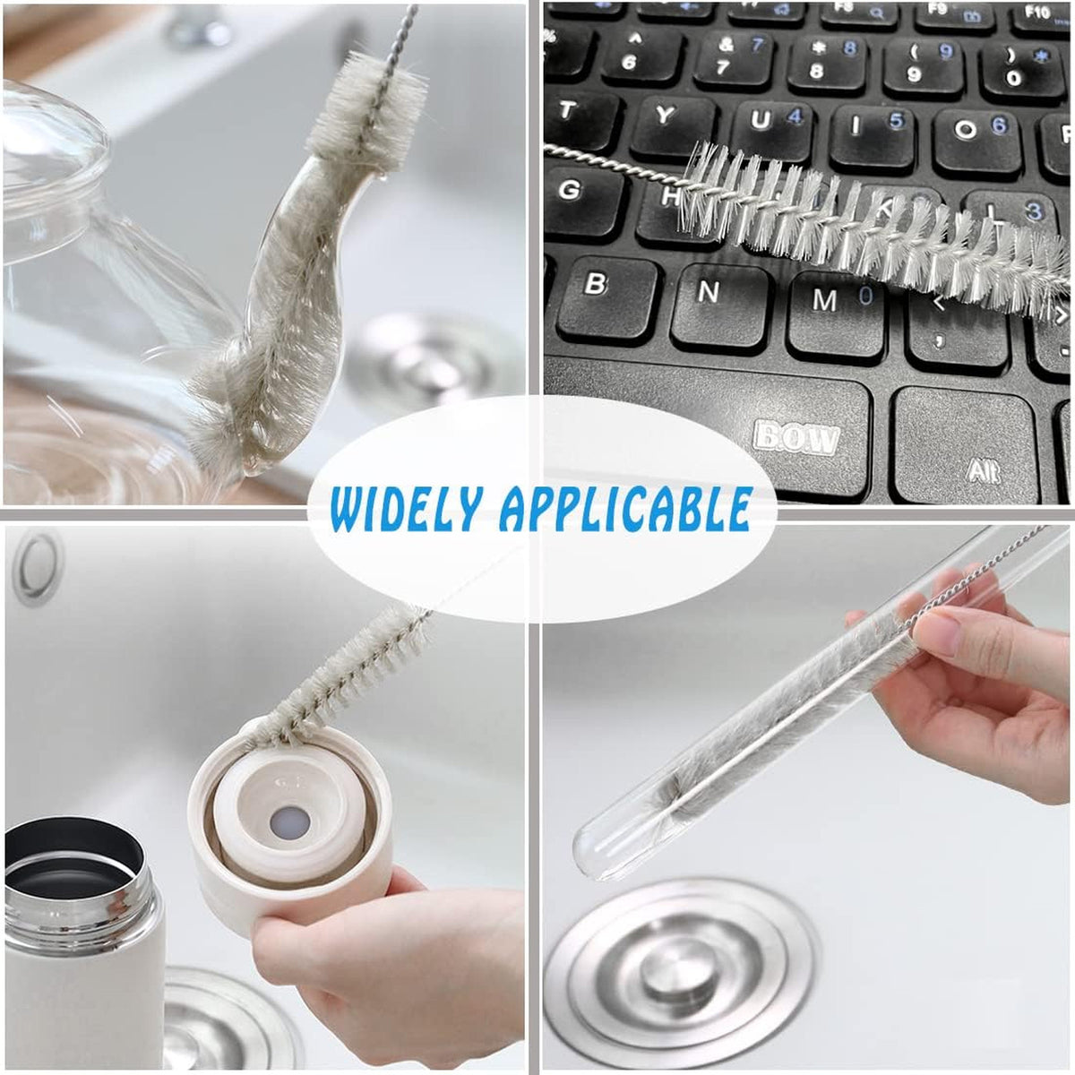 Stainless Steel & Nylon Tube Cleaning Brushes Set - 8 Sizes for Pipes, Bottles, & Auto Parts