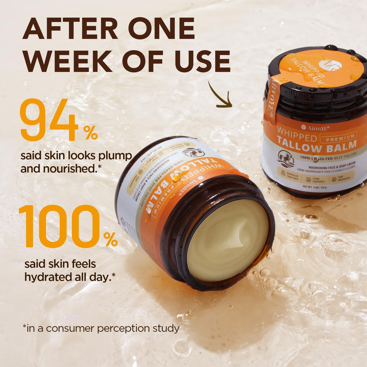 Grass-Fed Beef Tallow Skin Moisturizer - Natural Hydrating Balm 4oz