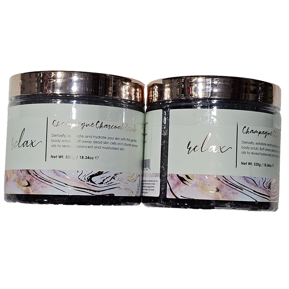 Champagne Charcoal Body Scrub Set - Detoxify & Exfoliate 18.34oz, 2 Pack