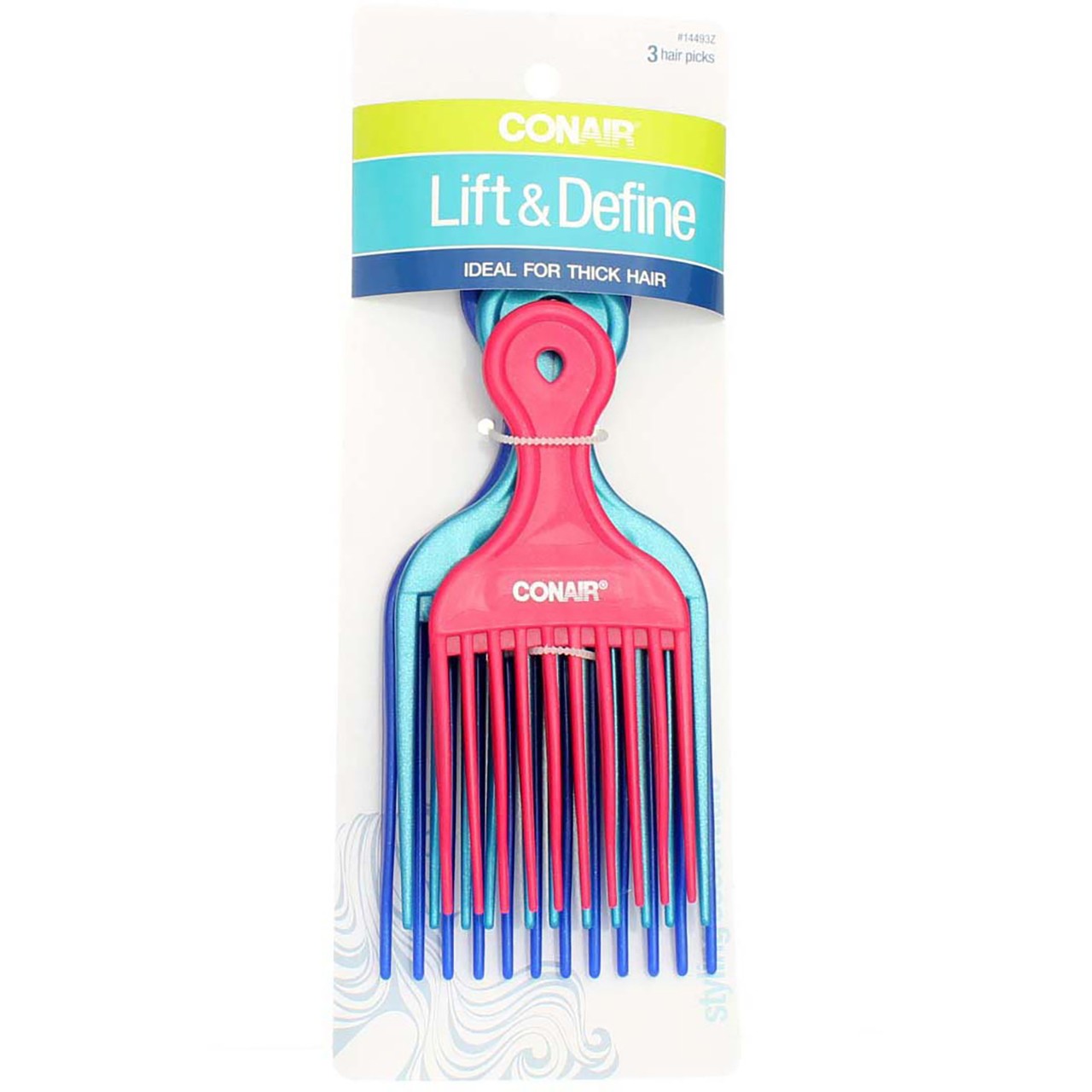 Conair Lift & Define Hair Pick 3 Pack for Curly & Layered Hair Volume
