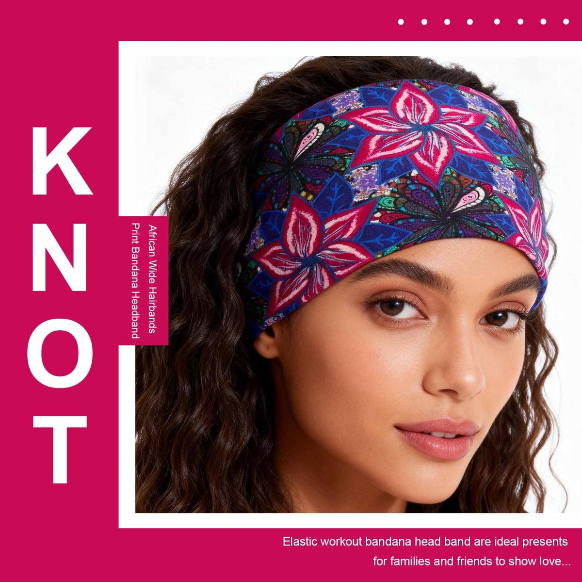 Wide Boho Headbands Floral Stretch Head 1 Count (Pack of 4), Trendy