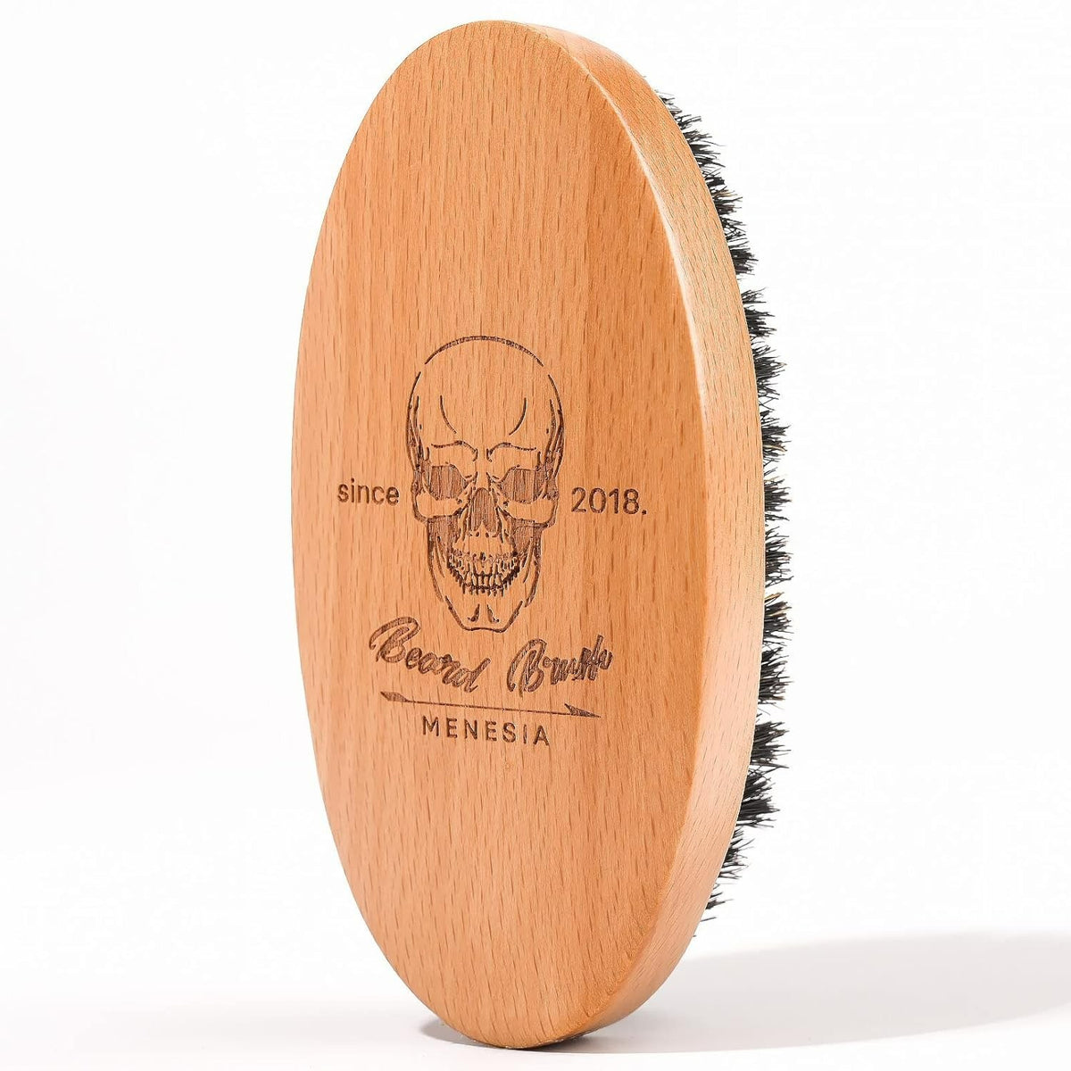 Travel Beard Brush with Natural Wood & Boar Bristles for Softening & Grooming