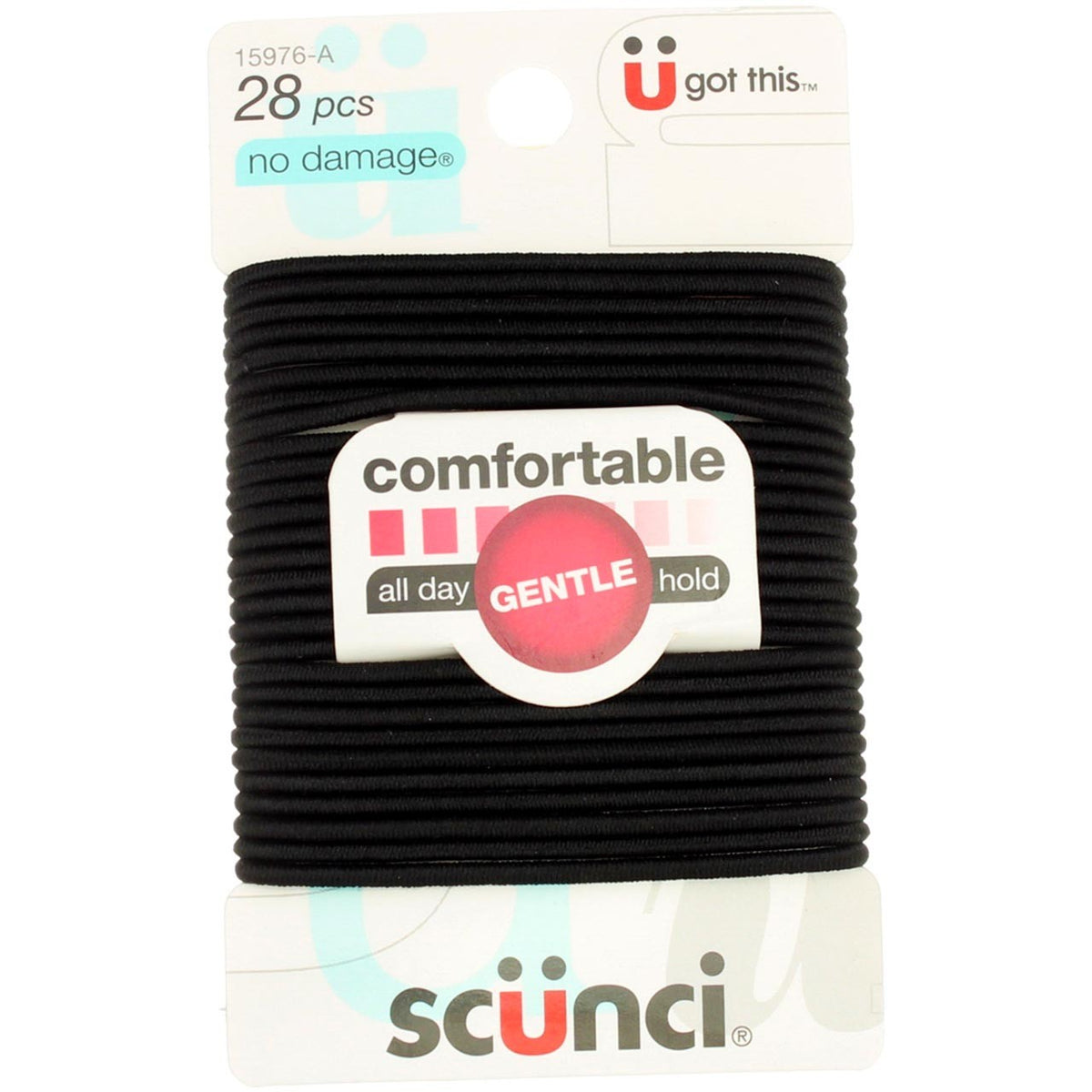 3 Pack Scunci No Damage Hair Elastics, Almost Black, 28 Ct