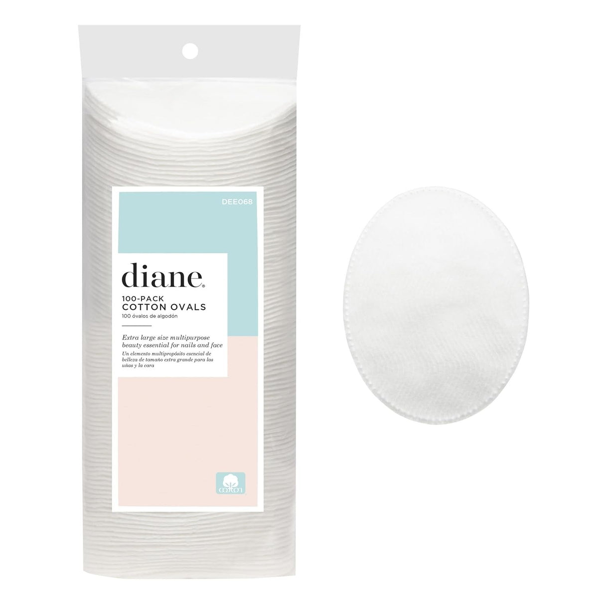 Diane 300 Count Cotton Facial Rounds Multi-Layer 3.5 x 2.75 inches - 100% Pure Cotton