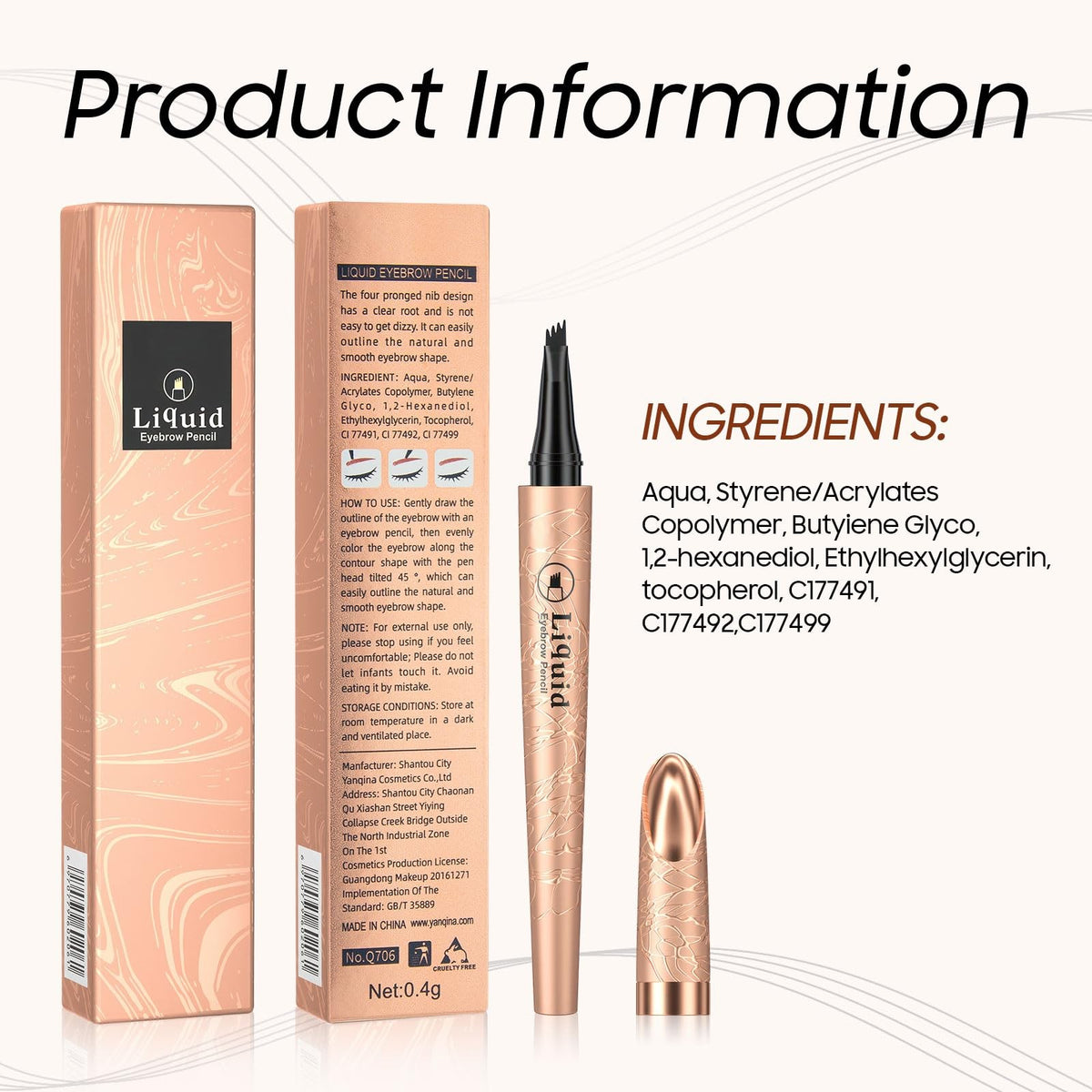 Microblading Eyebrow Pen with 4 Micro-Fork Tips Waterproof Gray - Natural Finish