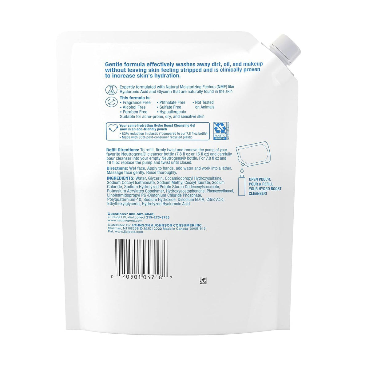 Hydrating Gel Facial Cleanser with Hyaluronic Acid - Fragrance-Free, Gentle for Sensitive Skin