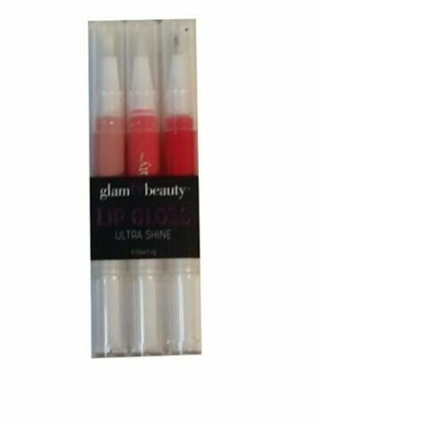3-Piece Lip Gloss Set - Rosy Peach Ultra Shine Makeup with 3 Shades