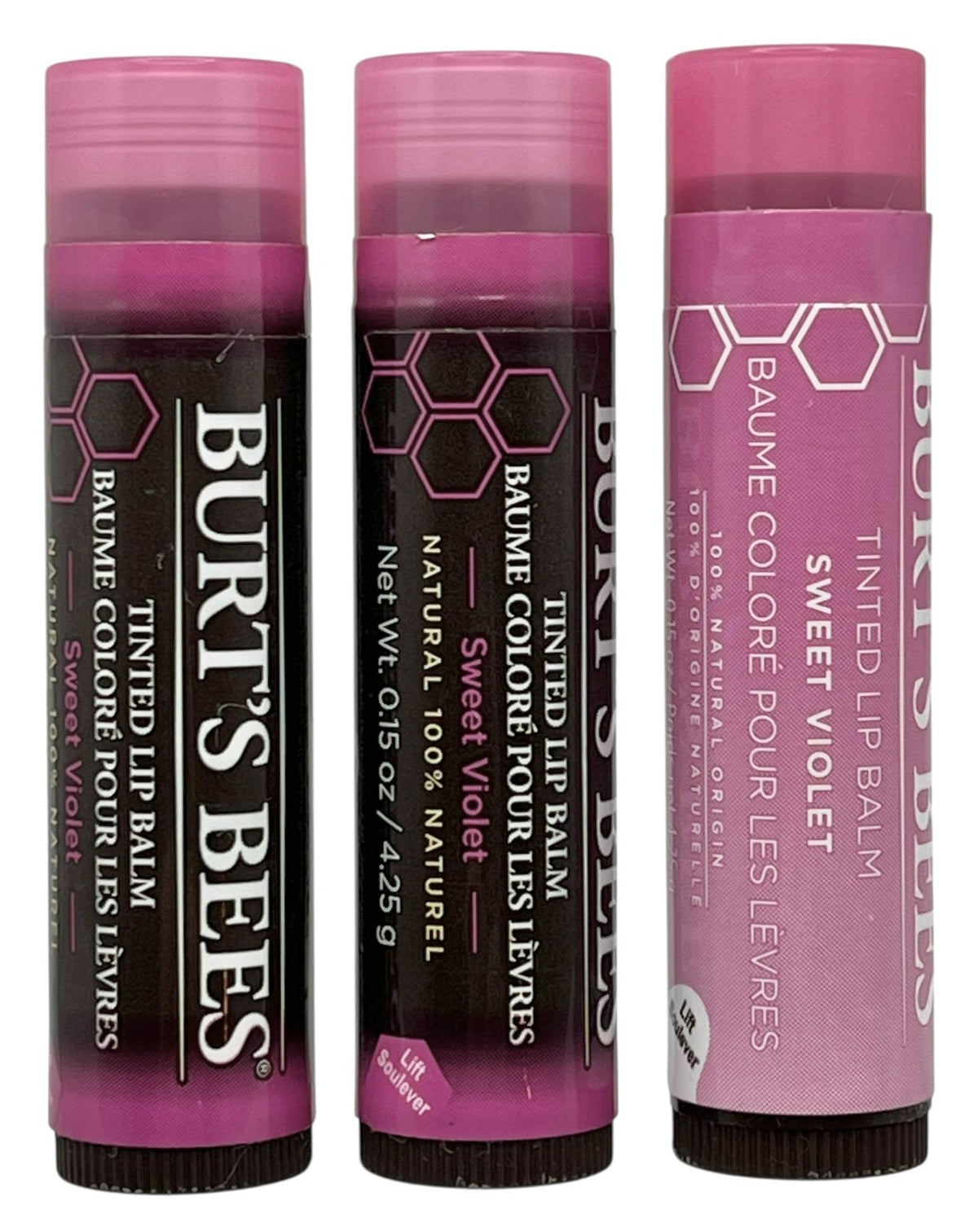 3 Pack Burt's Bees Tinted Lip Balm Set - All Natural, Hydrating & Nourishing