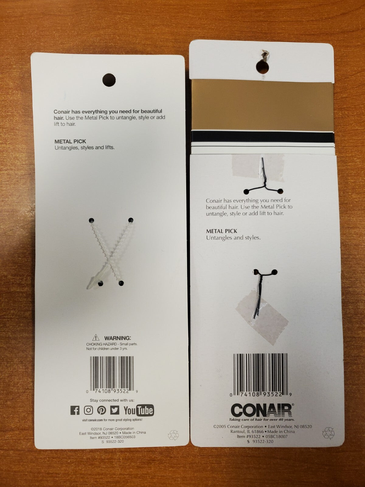 Metal Hair Pick Set - Black, Detangles & Styles - 2 Pack