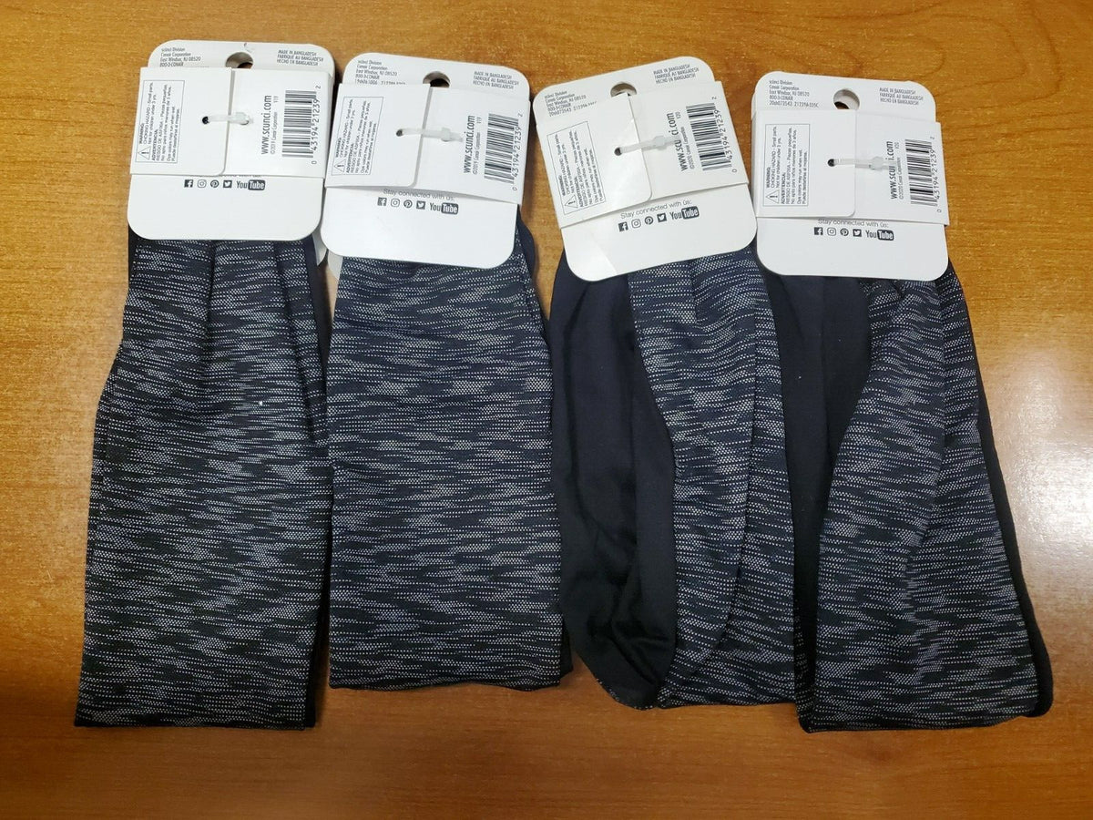 4PK: Scunci Everyday&Active Reversible Super Stretch Headwrap BLACK