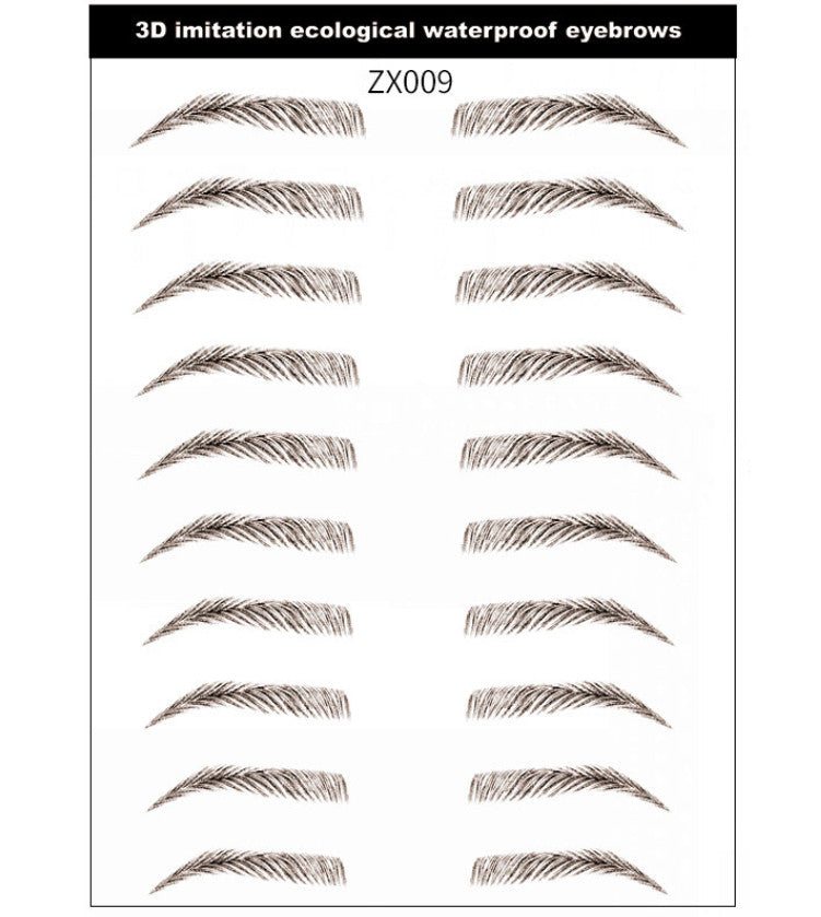 Waterproof Microblading Eyebrow Stickers - Natural Brown 10 Pairs, Fake Tattoo Makeup
