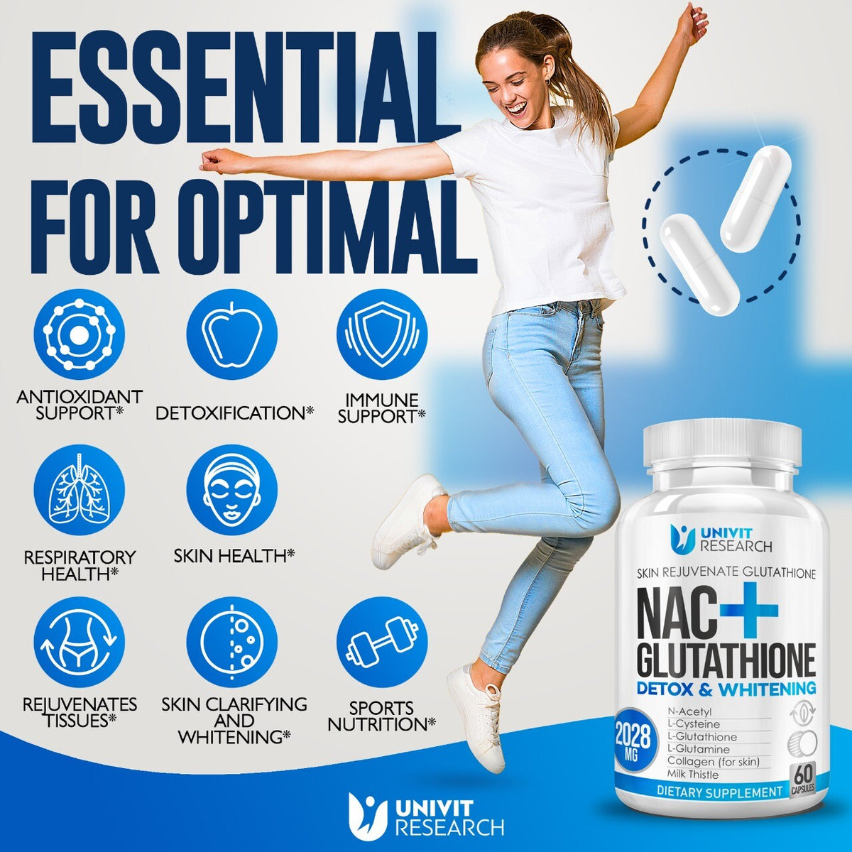 Glutathione Skin Whitening Supplement - Anti-Aging & Dark Spot Remover, 120 Caps