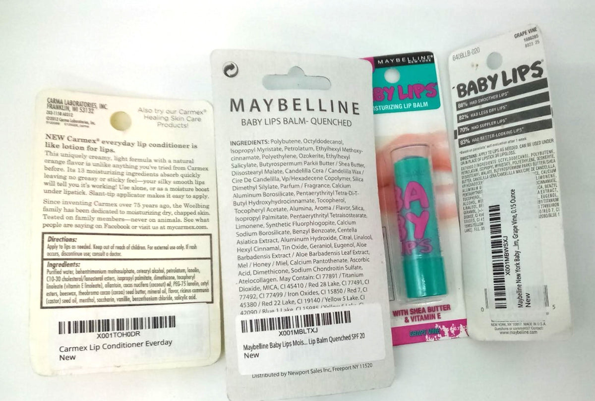 4 Lip Balms Set - Shea Butter & Medicated Lip Treatments for Moisturizing