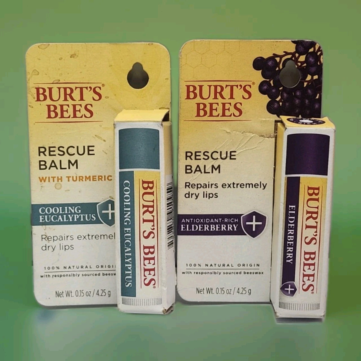 Burt's Bees Rescue Lip Balm for Dry Lips Elderberry 2-Pack