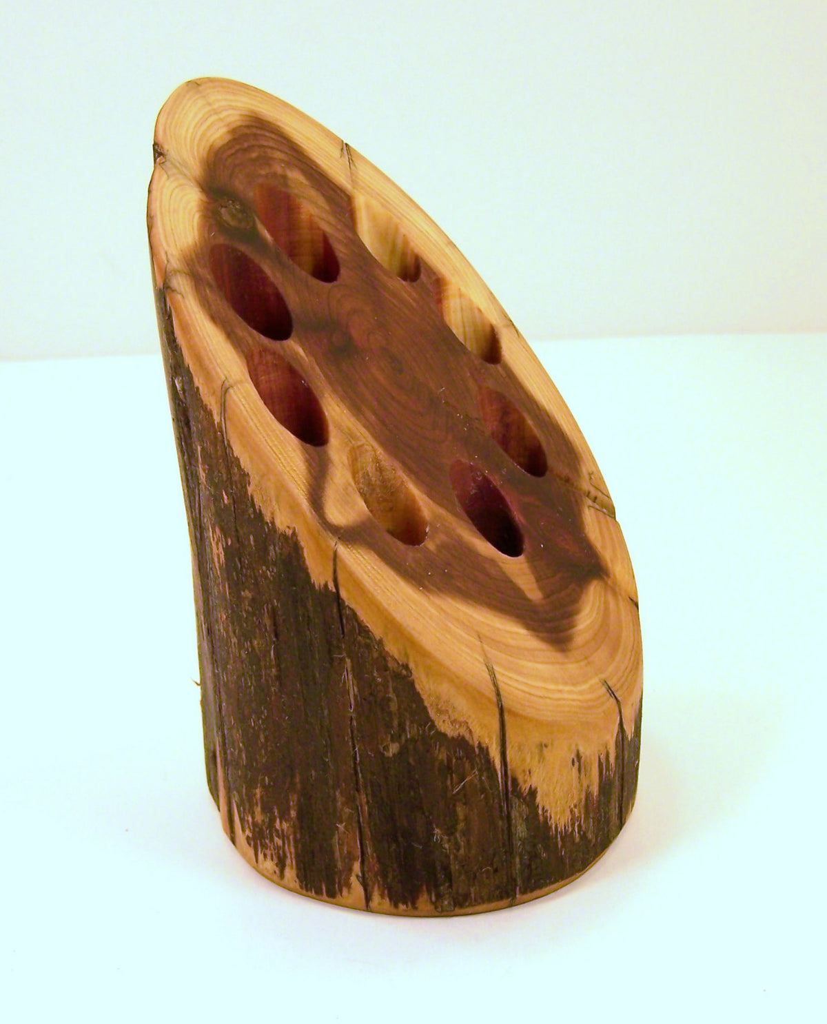 Red Cedar Makeup Brush Holder - Handmade Bathroom Organizer, Farmhouse Decor