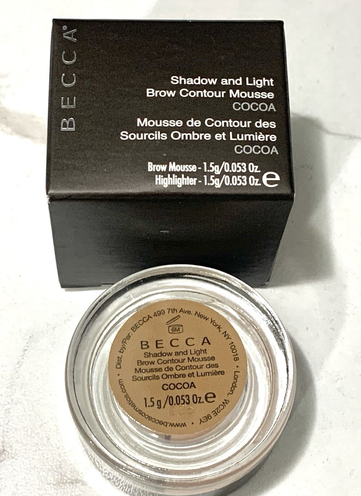 Becca Shadow and Light Brow Contour Mousse Cocoa - Full Size, NIB