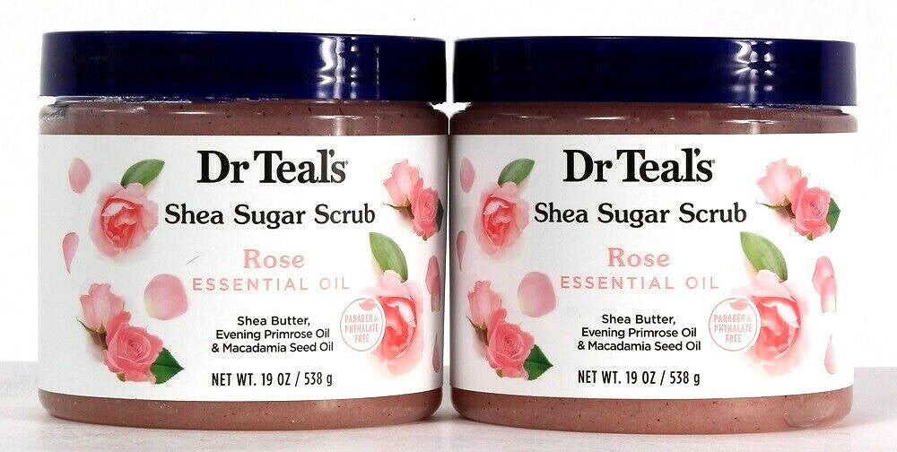 Rose Essential Oil Shea Butter Exfoliating Sugar Scrub - 2 Pack, 19 Oz Each