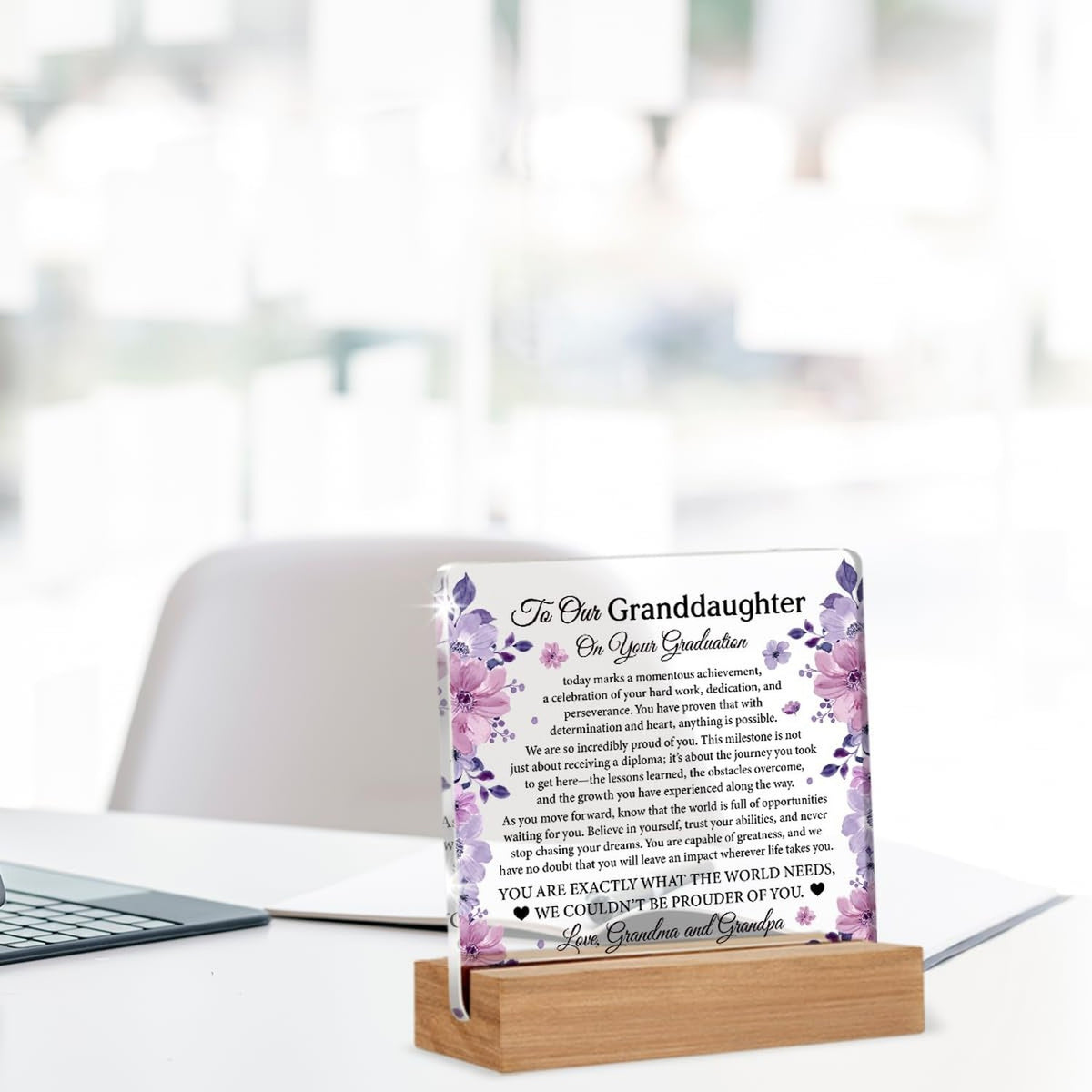 Graduation Gift Acrylic Plaque - Inspirational Keepsake for Granddaughter from Grandpa