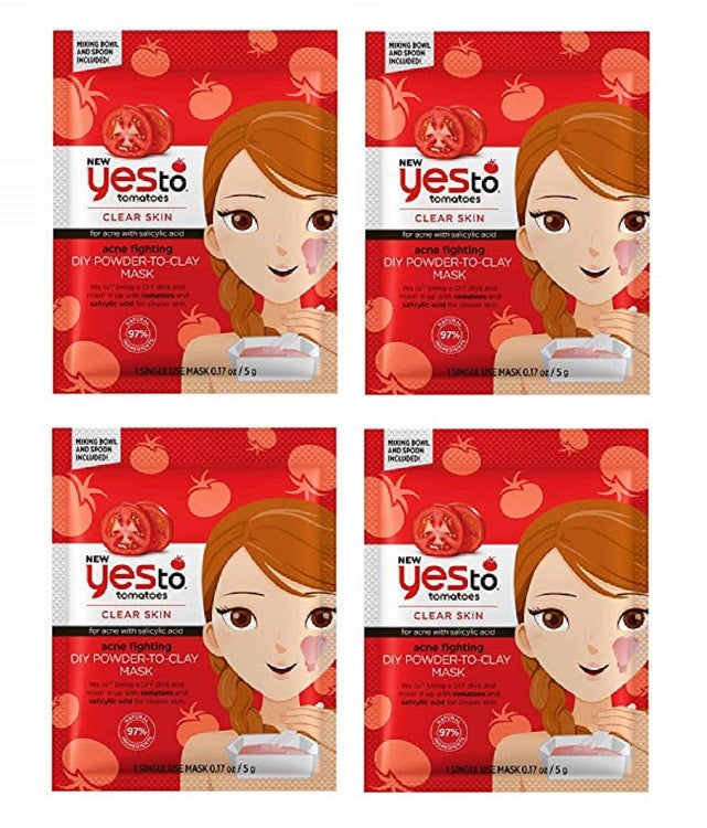 Tomato Clay Mask Powder for Breakout Prone Skin, 4 Pack
