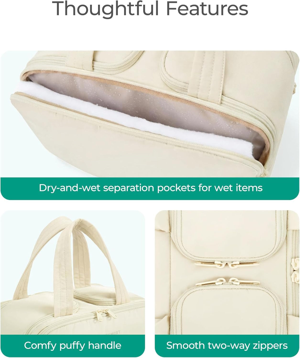 Large Travel Toiletry Bag for Women - Puffy Organizer with Handle