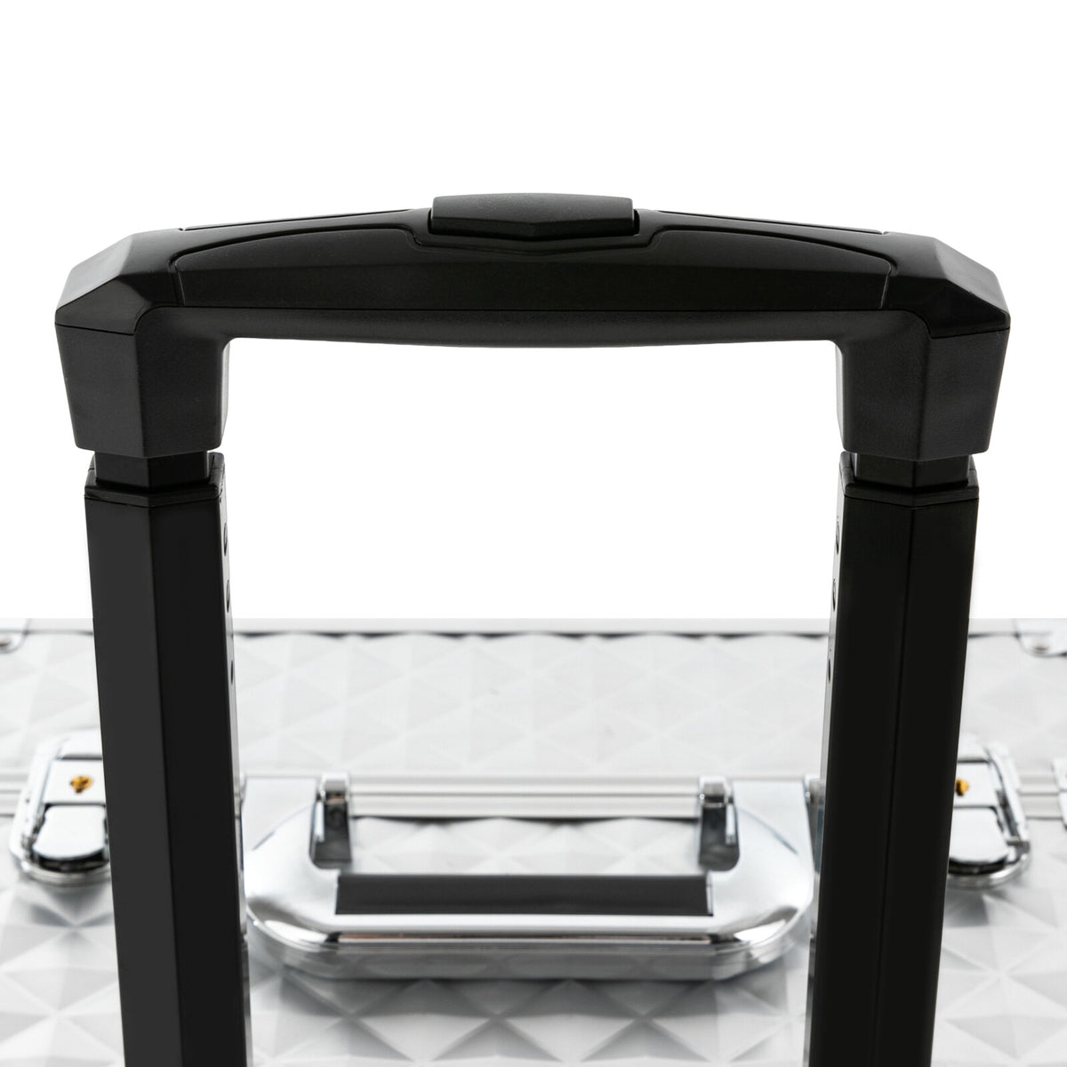 Silver Rolling Makeup Case with 2 Trays Lock & Wheels - Professional Organizer
