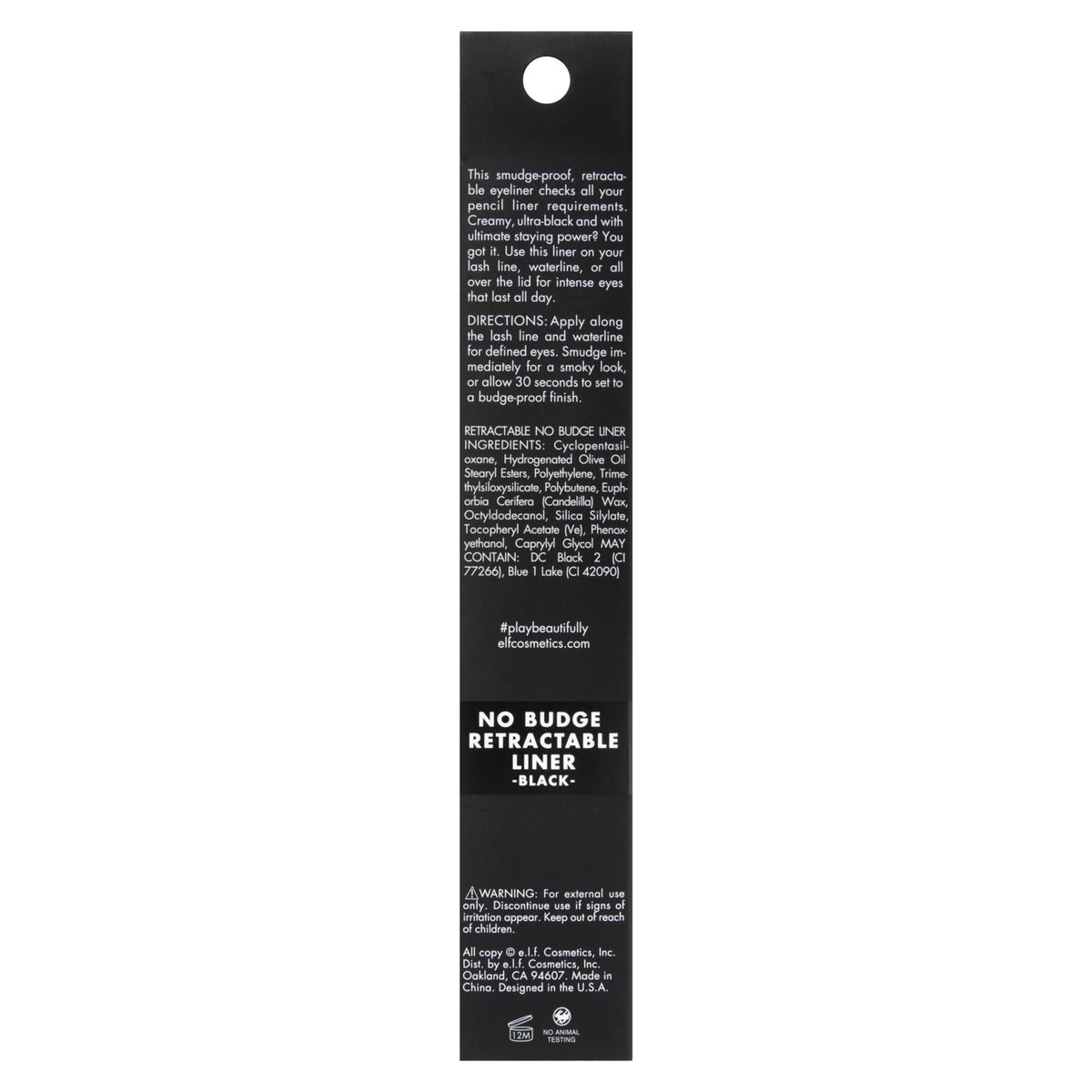 e.l.f. No Budge Retractable Eyeliner - Creamy Black, 0.01 oz