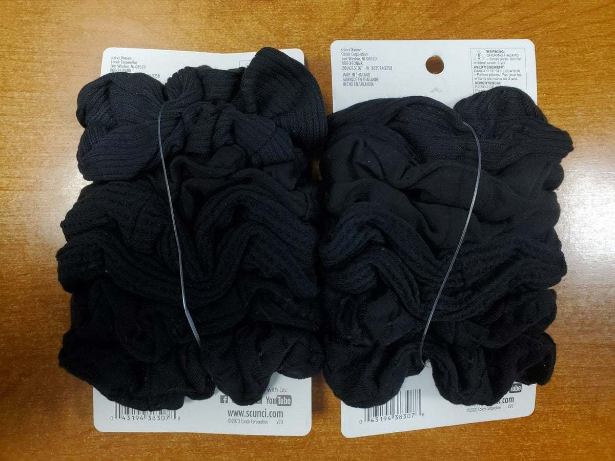 2 Pks of 8: Scunci Mixed Knits Ponytail Holder, Black (3078) R7P7b