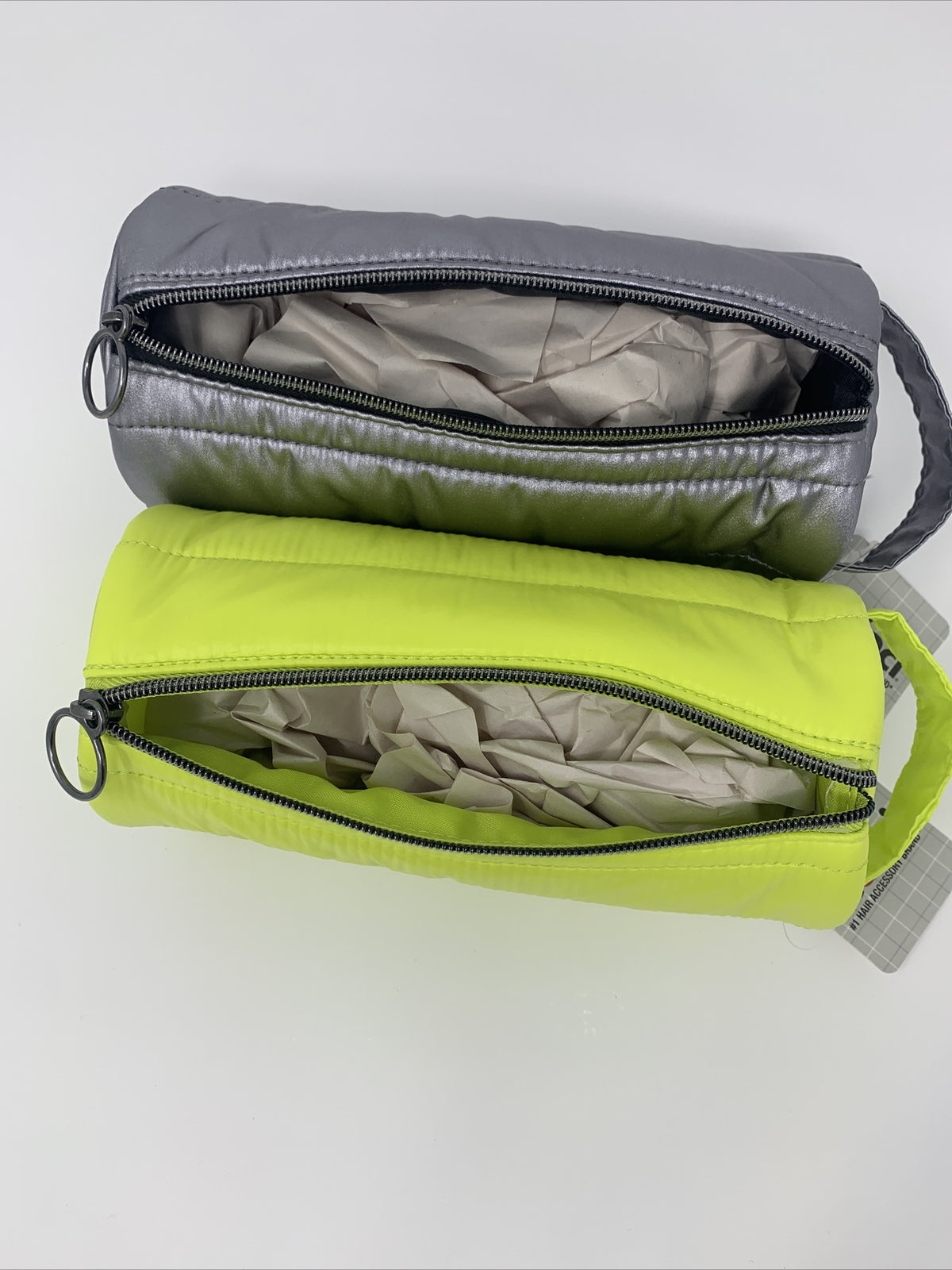 2x Scünci Cosmetic Bag – Metallic + Lime Green Set