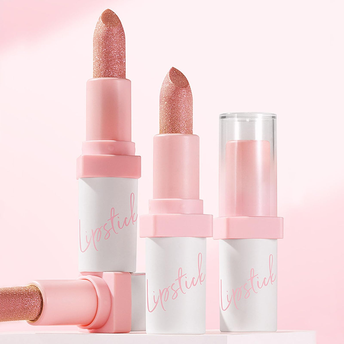 Metallic Champagne Glitter Lipstick - Shimmer, High Pigmentation, 0.12 oz