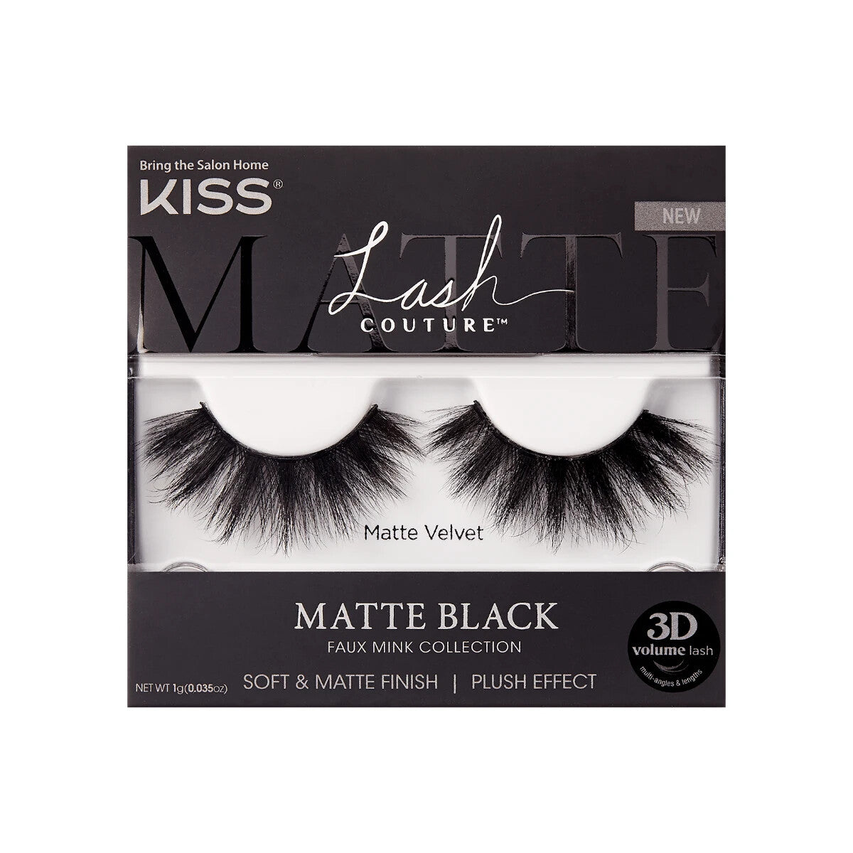 False Eyelashes 3D Volume Faux Mink Lash Set Matte Black Velvet (89096)