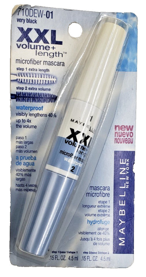 Maybelline Waterproof Microfiber Volume and Length Mascara - Very Black