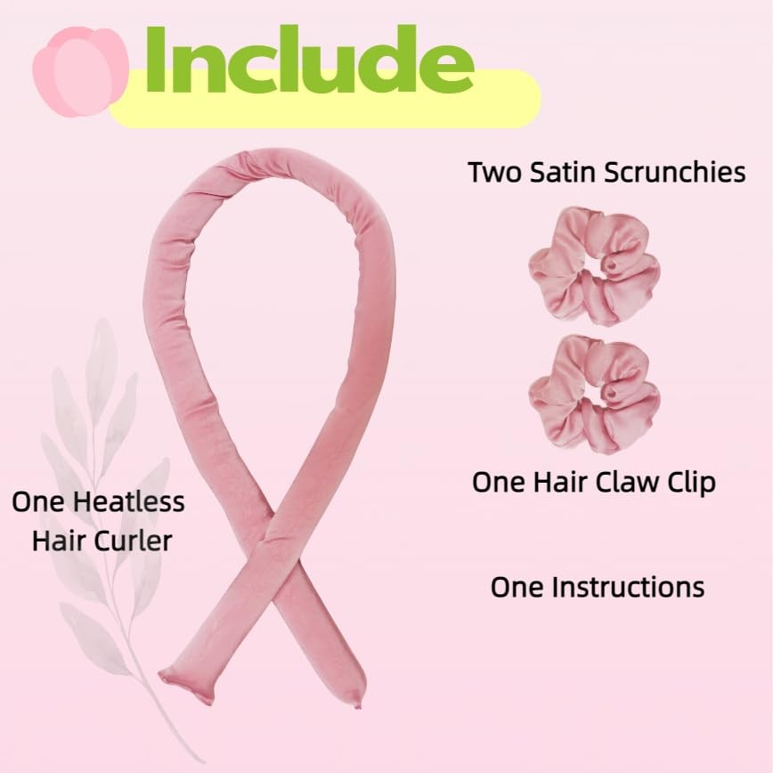 Serenade Satin Heatless Curling Rods for Overnight Hair Styling - Rosy