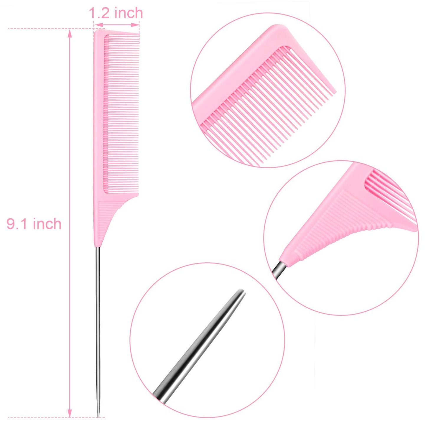 Heat-Resistant Carbon Fiber Teasing Comb Pack - Hair Styling & Backcombing Tool