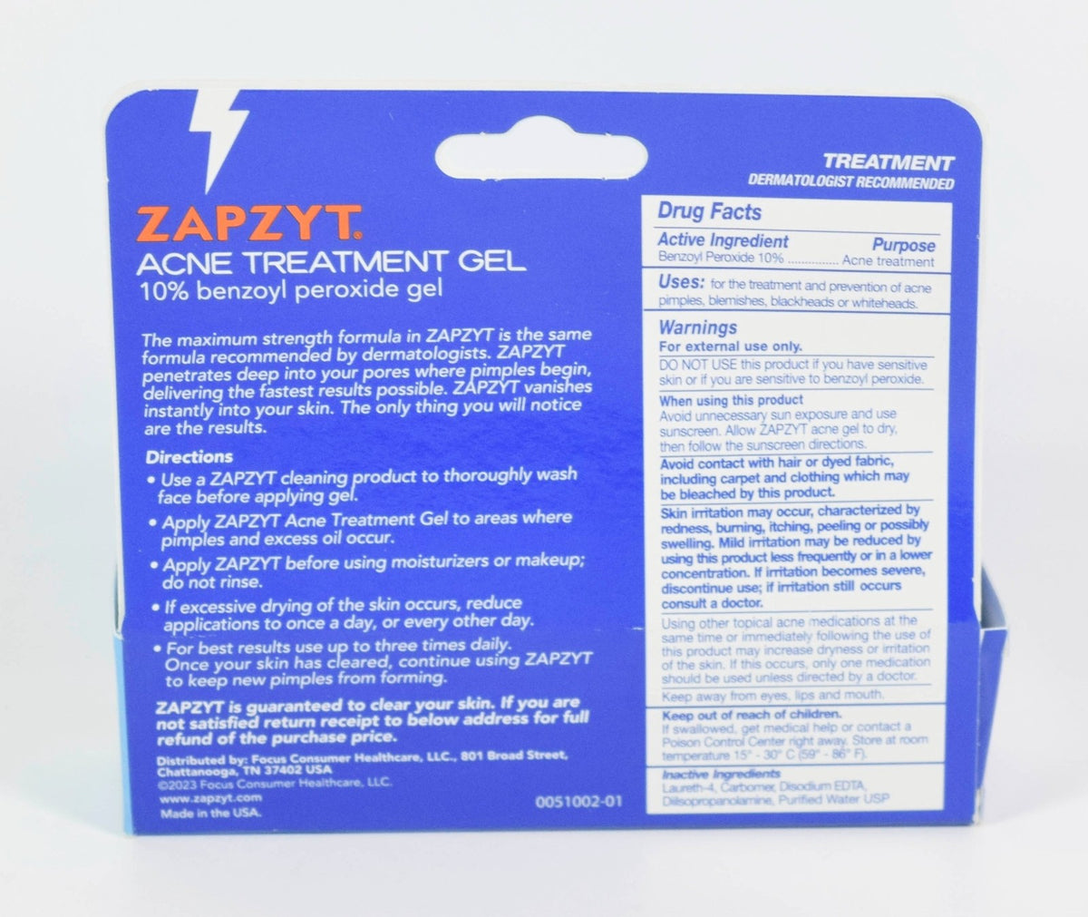 Acne Treatment Gel 1oz with 10% Benzoyl Peroxide - Overnight Acne Spot Treatment