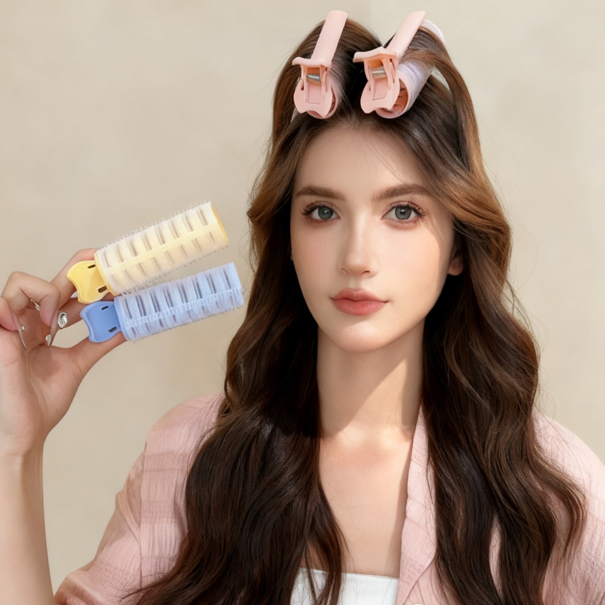 Heatless Hair Curlers Set - Reusable Self-Grip Rollers for Natural Curls & Volume