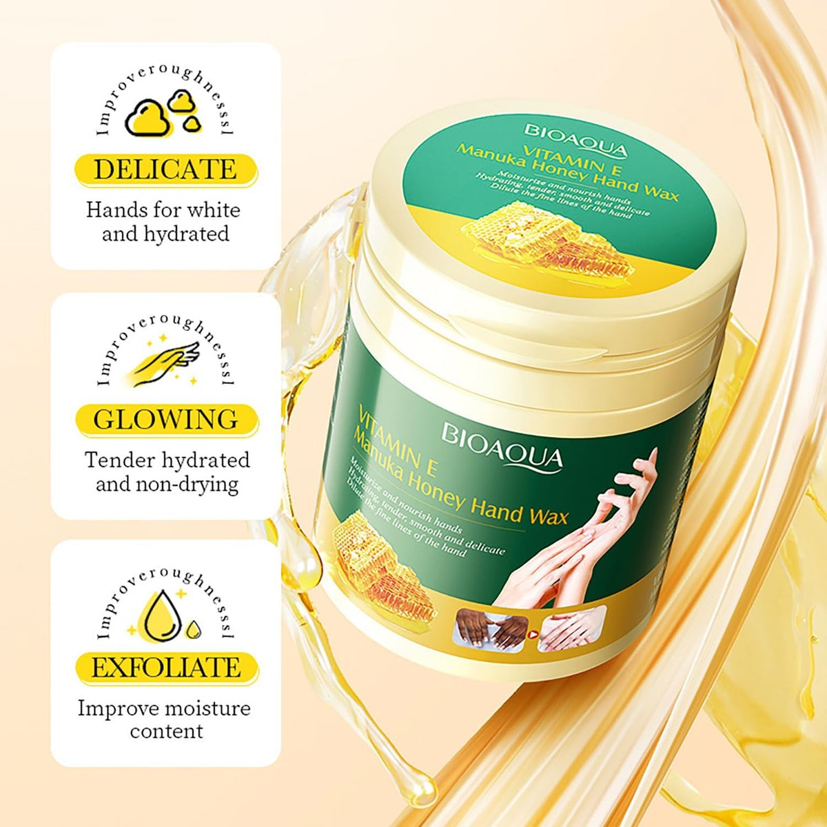 Manuka Honey Hand Wax Mask - Vitamin E Moisturizing, 170g