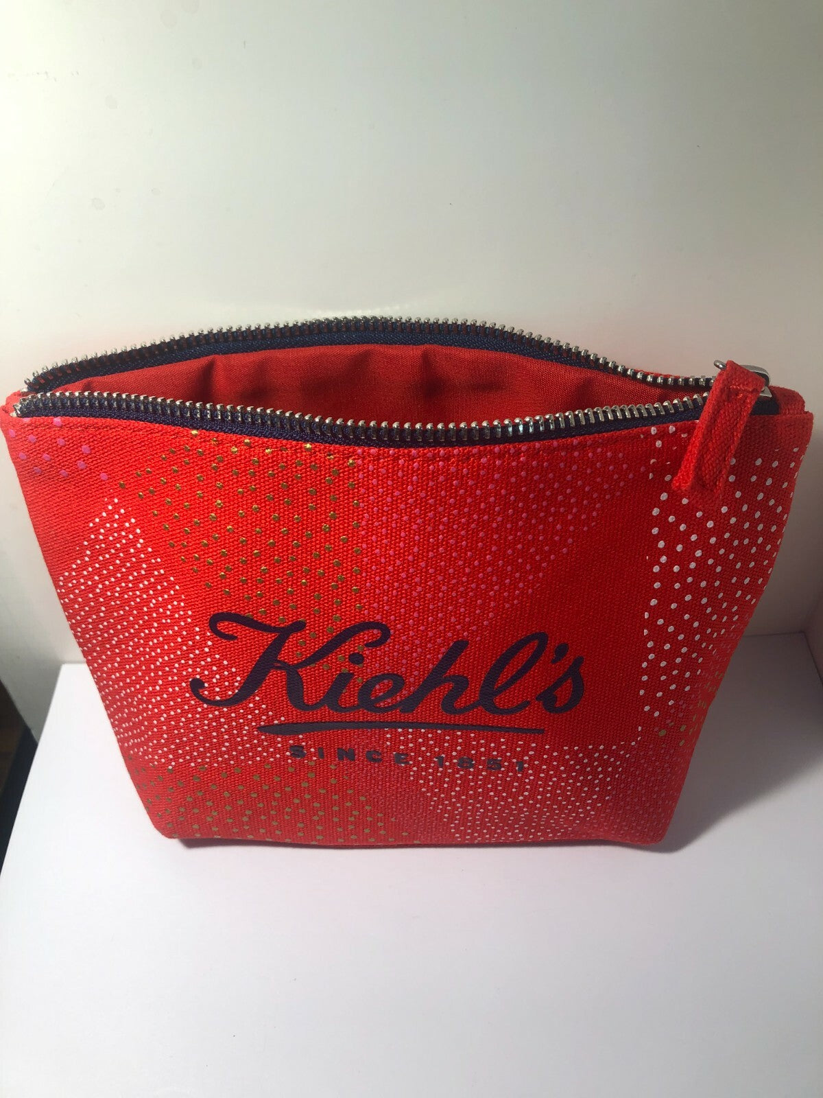 Kiehl's Red Textured Limited Edition Andrew Bannecker Makeup Bag
