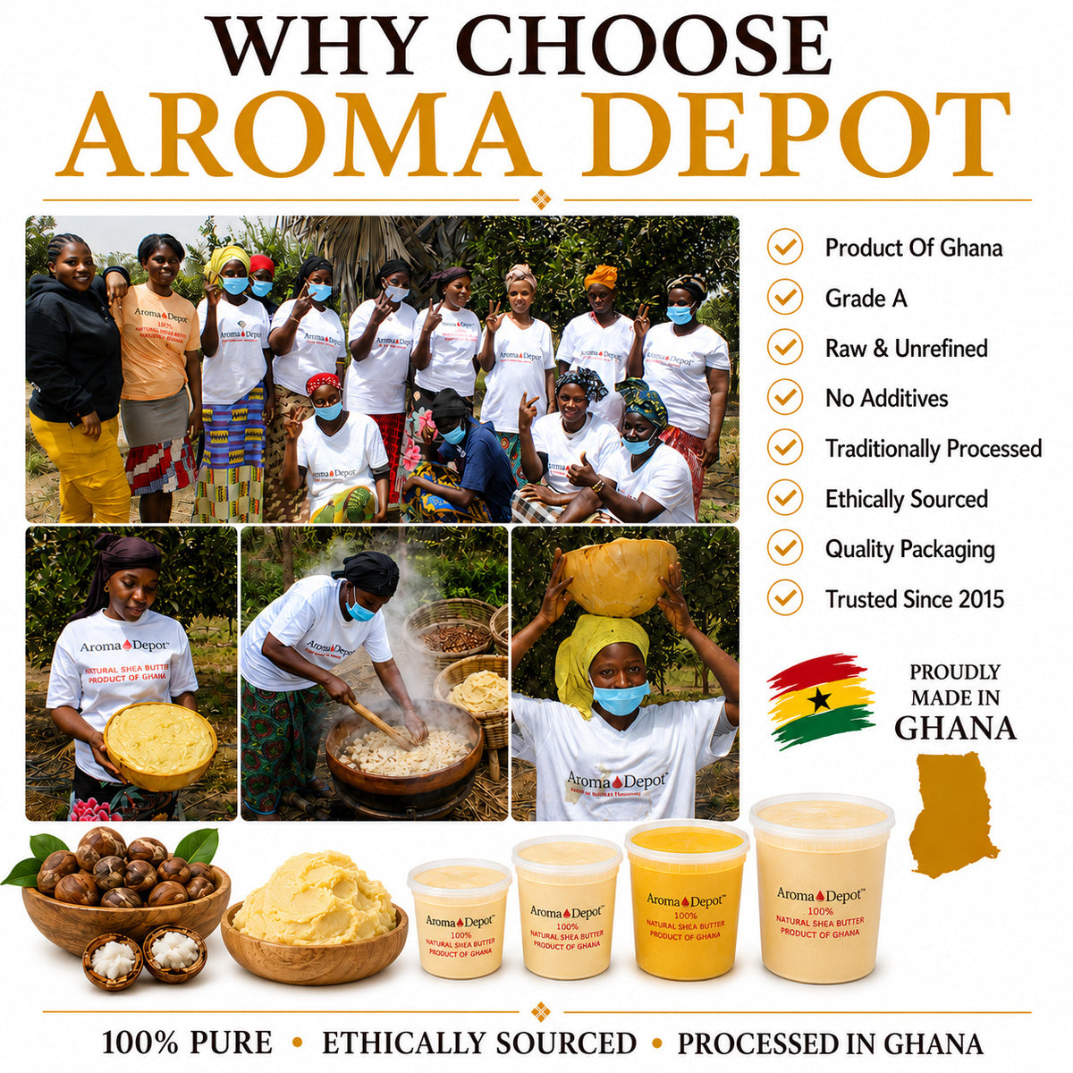 African Shea Butter Yellow 8 oz Raw Unrefined Grade A Natural Product