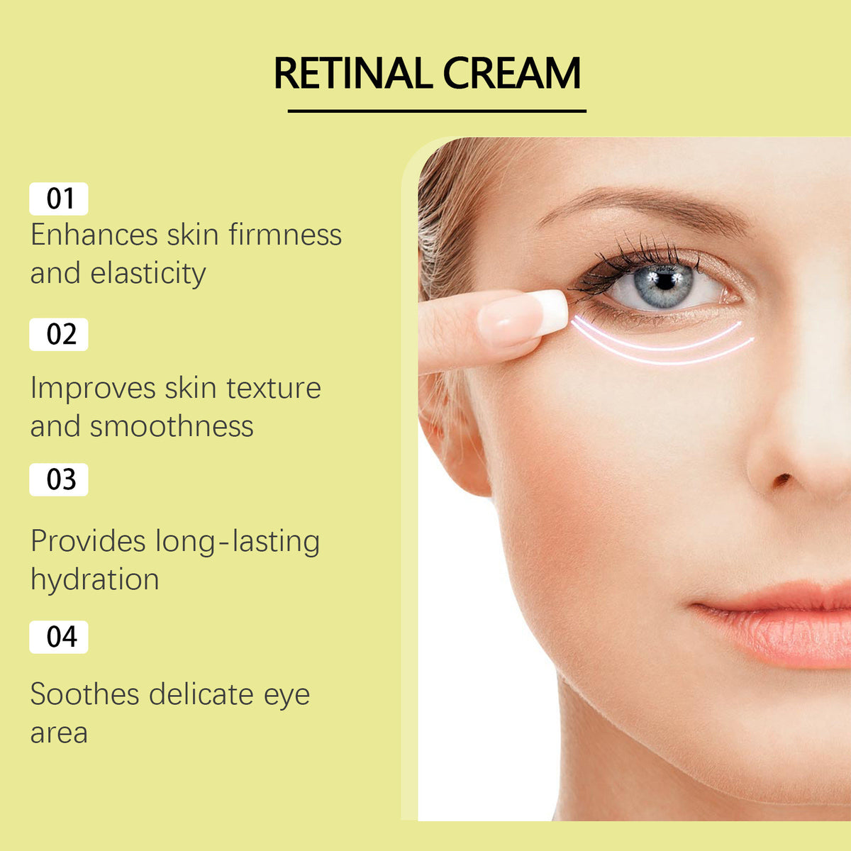 High-Performance Eye Cream with Vitamin A & Hyaluronic Acid - Tightening & Brightening