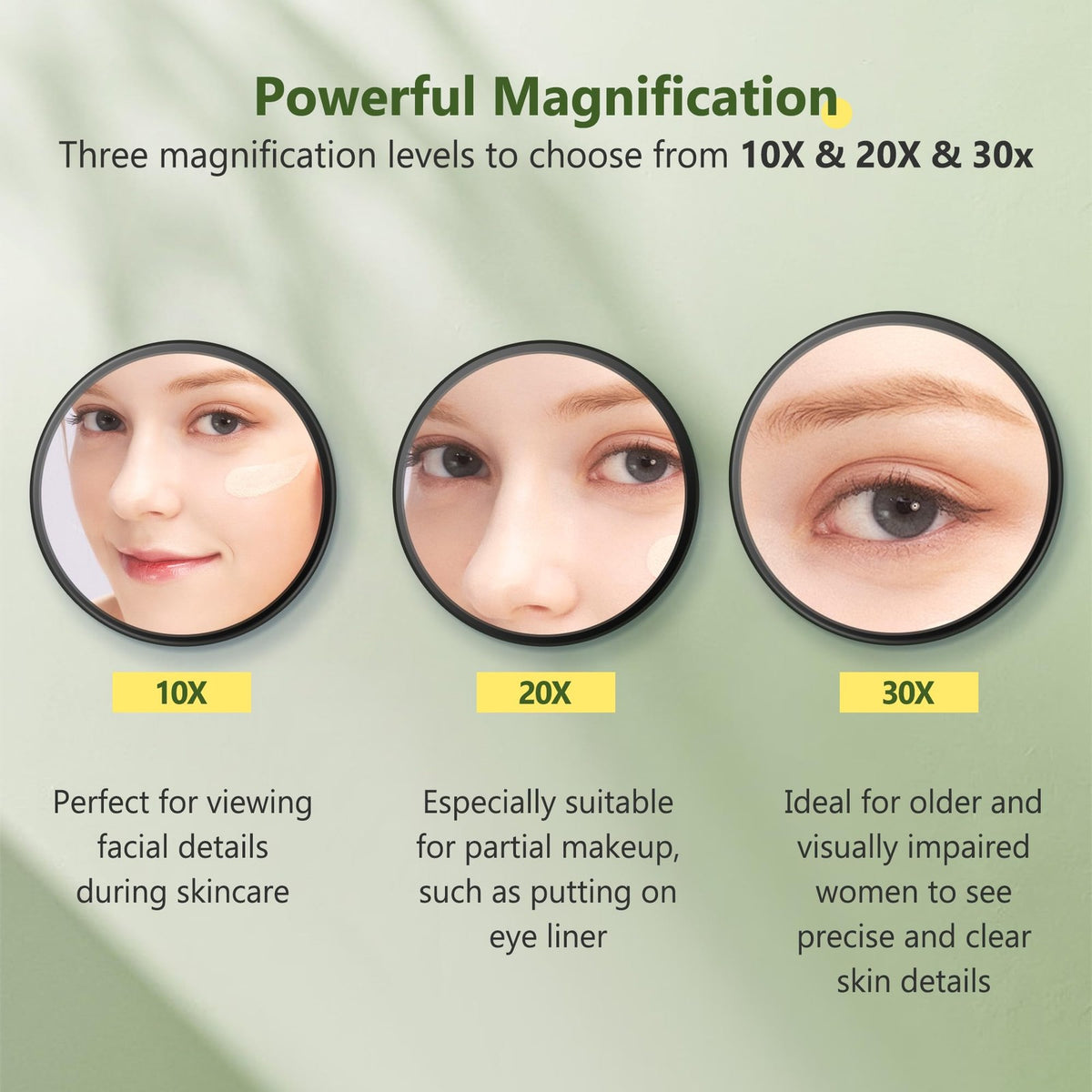 30X Magnifying Makeup Mirror with Eyebrow Tweezers Kit - Compact Travel Size