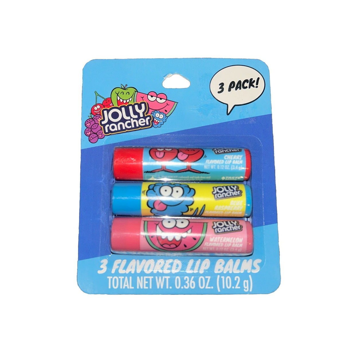 Jolly Rancher Lip Balm Set - Watermelon Cherry & Blue Raspberry Flavors