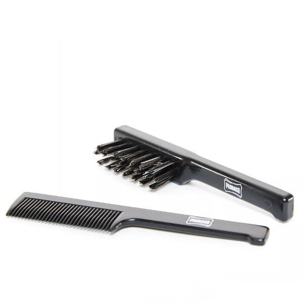 Men's Beard and Mustache Grooming Comb & Brush Set - Travel Size, Italy Made