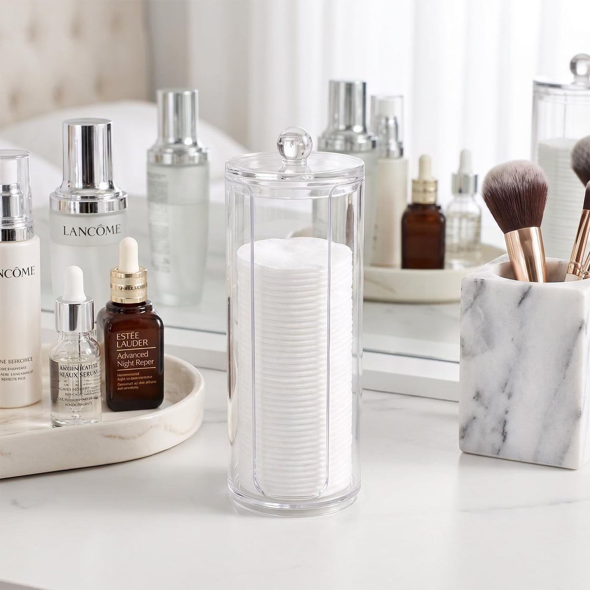 Acrylic Cotton Pad Holder Dispenser Makeup Organizer Storage Rack