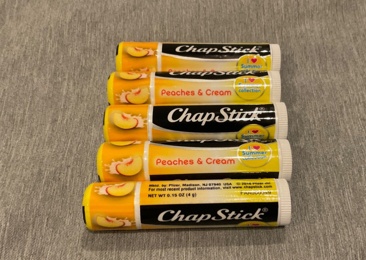 Sealed Peaches & Cream Lip Balm Set - 5 Tubes, 0.15 Oz Each