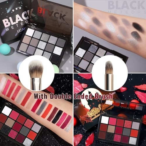 Halloween Eyeshadow Palette Set - Black Red Shimmer Matte Metallic