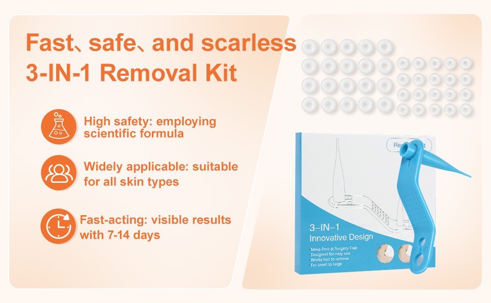 3-in-1 Skin Tag Remover Pen Kit - Painless Wart & Tag Removal, 1-9mm