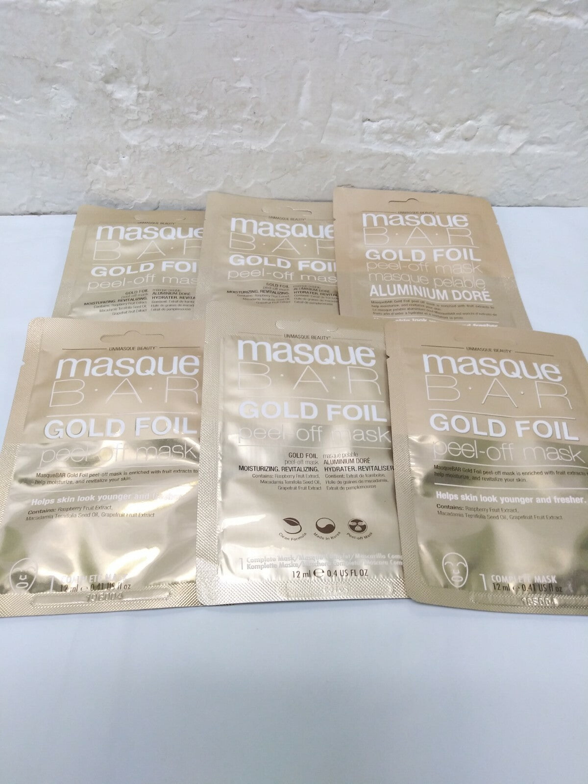 Gold Foil Peel-Off Facial Mask, Moisturizing - Pack of 6