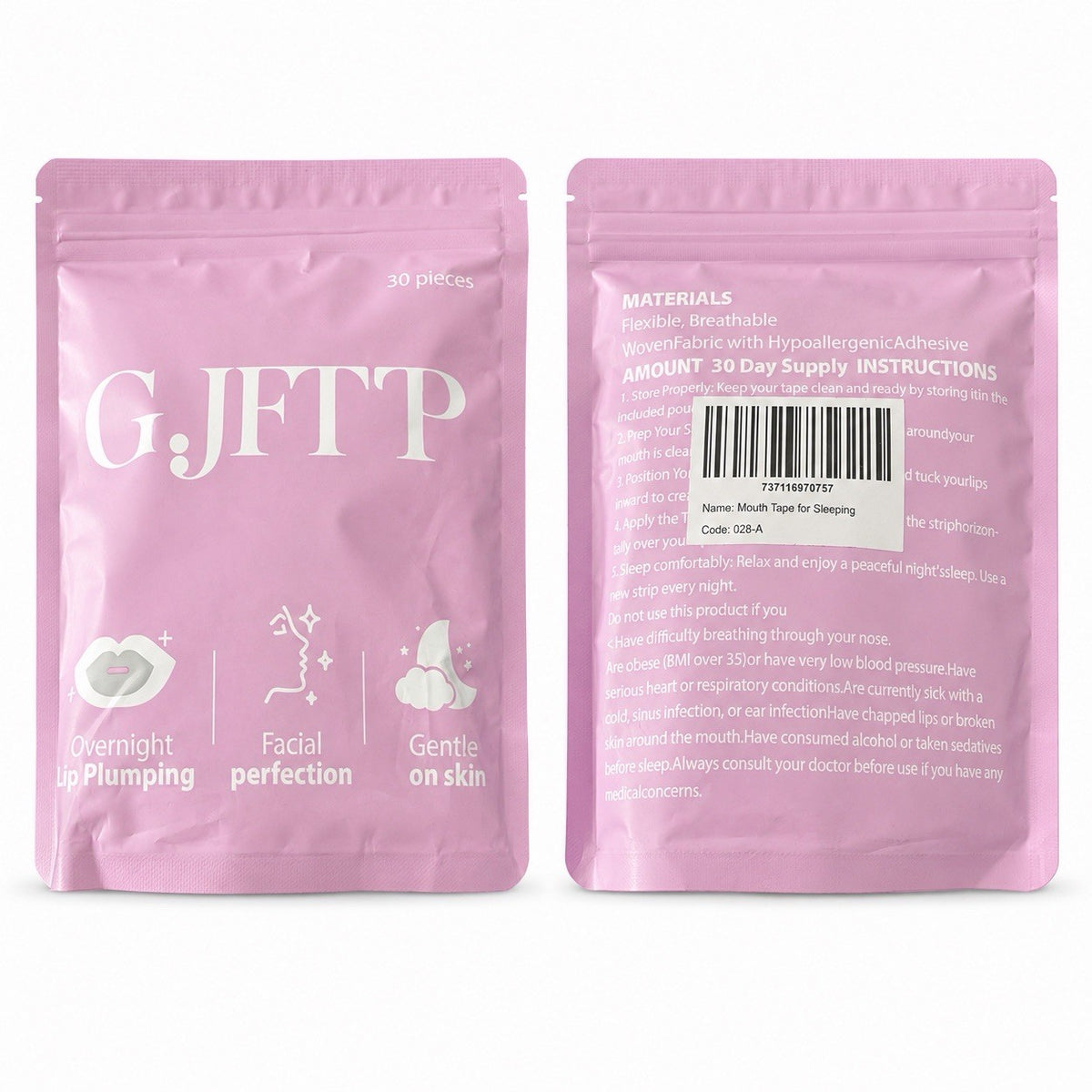Lip Plumping Tape with Collagen & Hyaluronic Acid - 30 Pieces Overnight Moisturizing