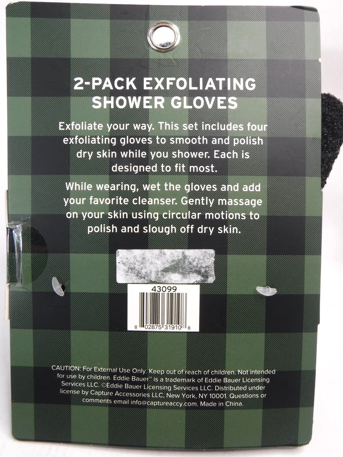 Eddie Bauer Exfoliating Shower Gloves 2-Pair Bath Black & Gray Body